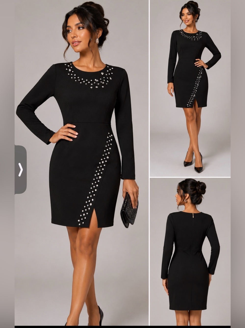 MICHAEL Michael Kors Black Embellished Neckline Dress